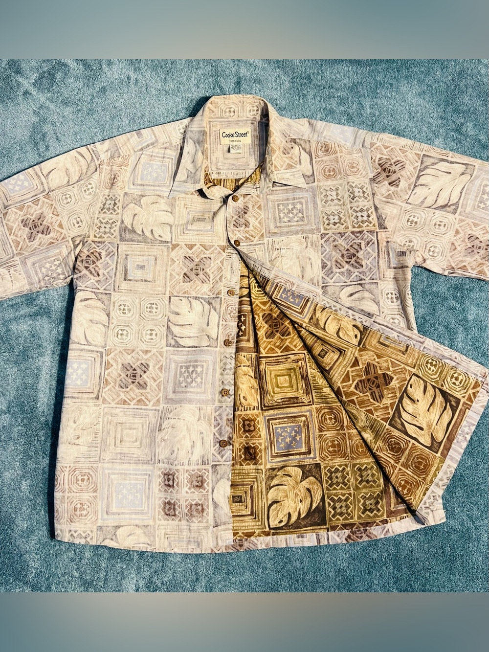 Cooke Street Honolulu Men’s Large Reverse Print Hawaiian Aloha Shirt